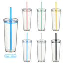 Axyaa Tritan Tumbler 590ml Clear Straw Cup for Outdoor & Office Drinks