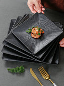 Axyaa High-Quality Black Melamine Square Snack Plate for Home Dining