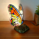 Axyaa Tiffany Butterfly Table Lamp Retro Luxe Stained Glass Desk Lamp