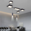 Axyaa Nordic LED Ceiling Light Black Rectangle Chandelier for Modern Luxury Home Decor