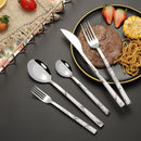 Axyaa Marble Pattern Cutlery Set: Knife, Fork, Spoon - Western Style, Stainless Steel