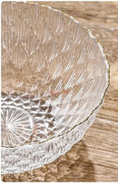 Axyaa Gold Edged Crystal Glass Bowl - 380ml Transparent Fruit Plate & Salad Dish