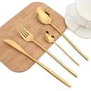 Axyaa Gold Stainless Steel Cutlery Set - 16 Piece Christmas Dinnerware Silverware Kit