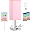 Axyaa LED Desk Lamp with Touch Control, USB-C+A Port, Dual AC Outlets, Rechargeable Battery