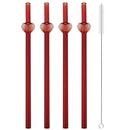 Axyaa Glass Straw Set - Red, Creative, High Borosilicate, with Brush