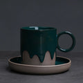 Axyaa Coarse Pottery Glazed Coffee Cup and Saucer Set, 200ML