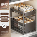 Axyaa Under Sink Organizer Sliding Drawer Storage Basket Shelves - Kitchen Cabinet Rack