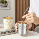 Axyaa Little Bear Stainless Steel Coffee Cup with Wooden Pad