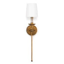 Axyaa Gold Foil Wood Wall Lamp with Fabric Shade for Retro Living Room Decor