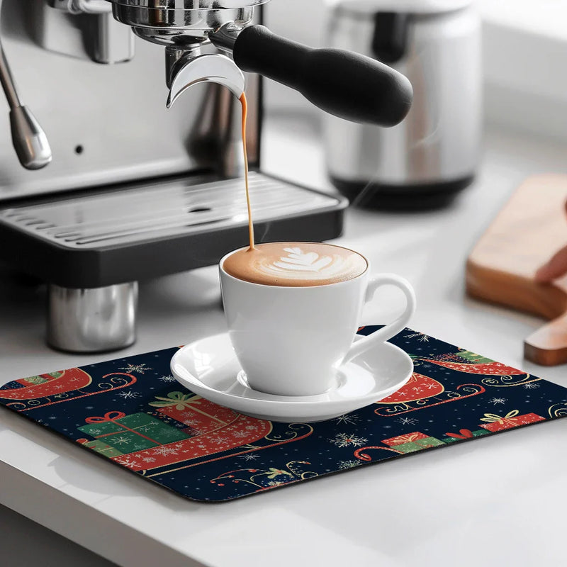 Axyaa Snowflakes Drying Mat: Absorbent Anti-Slip Placemat for Table Cup Drying Mats