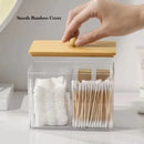 Axyaa Acrylic Qtip & Swab Holder with Bamboo Lids - Clear Apothecary Canister Jar