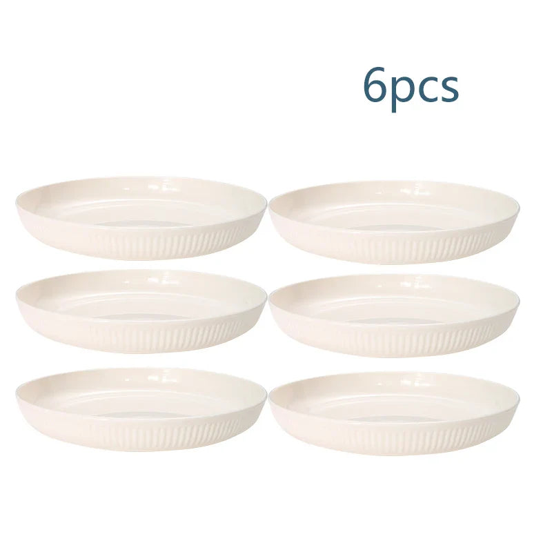 Axyaa Beige Vertical Plastic Plate Set for Home, Camping, and Outdoor Snacking
