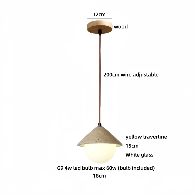 Axyaa White Glass Ball LED Pendant Lights with Wooden Base