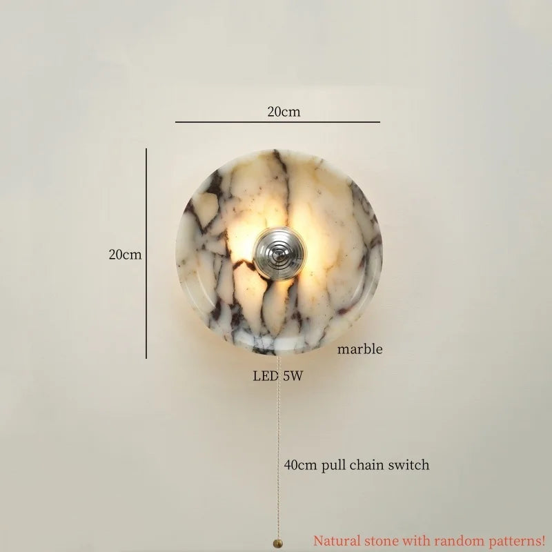 Axyaa Circular Marble LED Wall Lamps Nordic Minimalism Living Room Lights