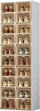 Axyaa Shoe Storage Box: Folding Organizer Rack with Magnetic Clear Door