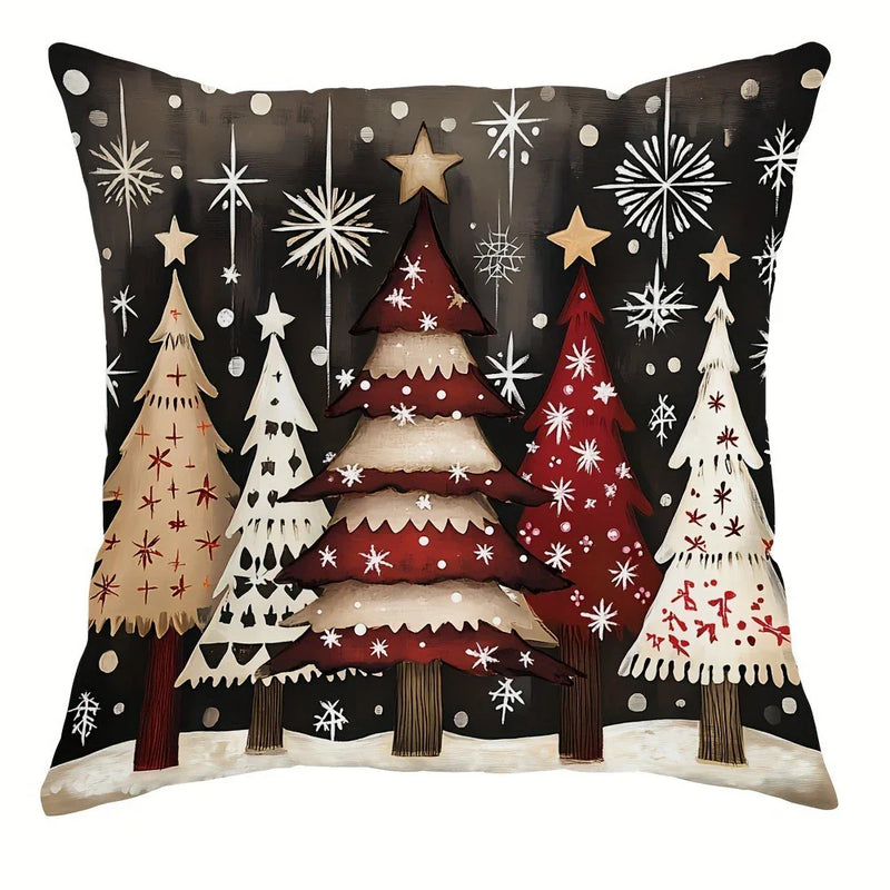 Axyaa Christmas Tree Snowman Pillowcase for Home Sofa Decoration
