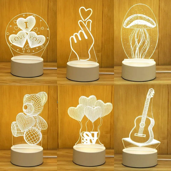 Axyaa Love 3D Acrylic LED Night Light Table Lamp