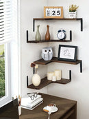 Axyaa Rustic Wooden Corner Shelf for Boho Home Decor and Display