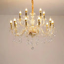 Axyaa Gold Crystal Chandelier: Vintage Industrial Style for Living & Dining Room