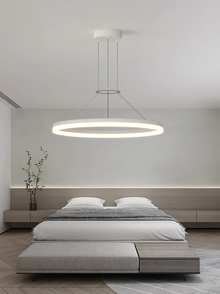 Axya Modern Circular Chandelier Black White Hanging Light for Indoor Decor