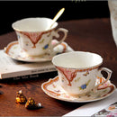 Axyaa Floral Gold Rim Coffee Mug Set