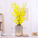 Axyaa Golden Stripe Ceramics Vase with Cover: Modern Home Decor Flower Jar