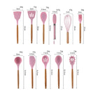 Silicone Wood Handle Gray Kitchen Utensils Set by Axyaa