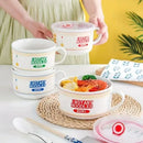 Axyaa Ceramic Ramen Bowl with Lid, Large Capacity Soup Bowl for Kitchen and Camping