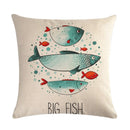 Axyaa Lotus Carp Print Cushion Cover for Home Decor on Mahogany Chair