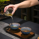 Axyaa Kiln Ceramic Teacups: Hand-Inlaid Kung Fu Design for Travel & Meditation