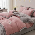 Axyaa 2024 Solid Color Milk Fleece 4-Piece Set with Wide Edge Craft & Flannel Quilt Cover