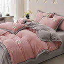 Axyaa 2024 Solid Color Milk Fleece 4-Piece Set with Wide Edge Craft & Flannel Quilt Cover