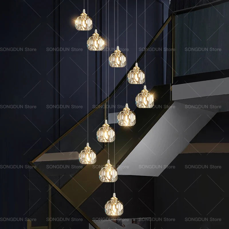 Axyaa Crystal Spiral Chandelier for Modern Luxury Living