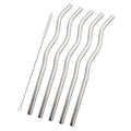 Axyaa Stainless Steel Drinking Straws Set 5Pcs with Brush - Bar Cocktail Drinkware