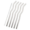 Axyaa Stainless Steel Drinking Straws Set 5Pcs with Brush - Bar Cocktail Drinkware