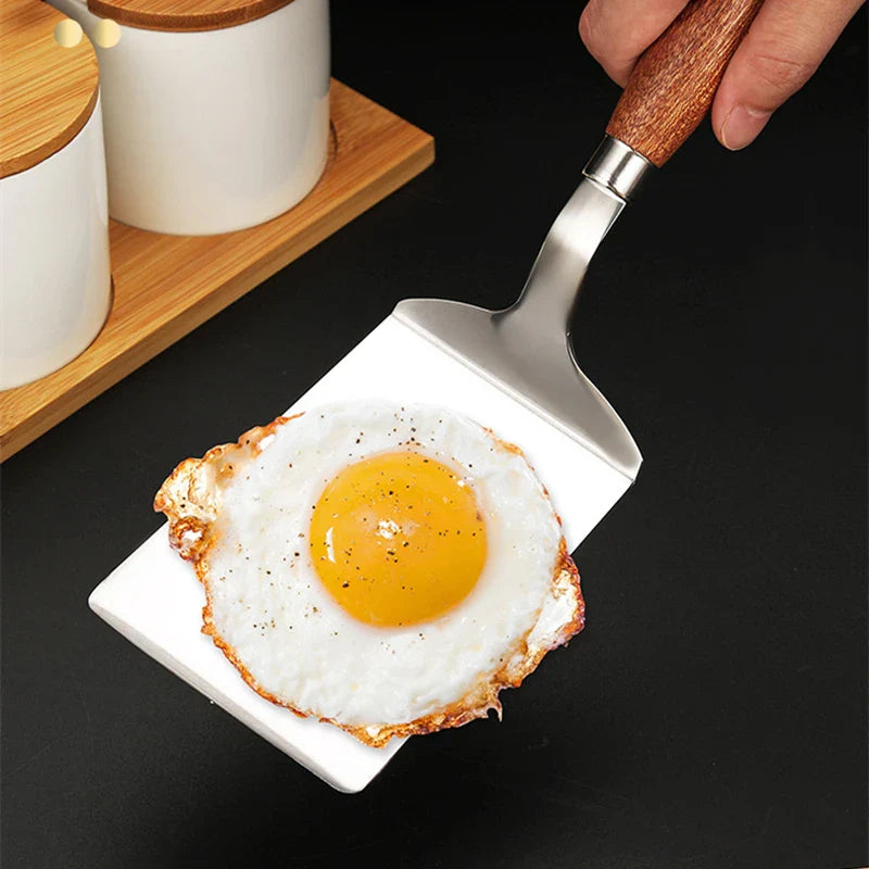 Axyaa Stainless Steel Wooden Handle Spatula Turner Scraper BBQ Utensil
