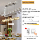 Axyaa Luxury Crystal LED Pendant Lamp - Silver Chandelier Lighting for Living & Dining Room