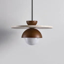 Axyaa LED Walnut Pendant Light: Modern Stone Bedhead Hanging Lamp