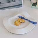 Axyaa Irregular White Breakfast Plate - Creative Household Dish for Dessert and Dim Sum