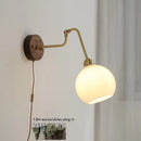 Axyaa Copper LED Wall Sconce, Amber Glass Ball, Adjustable Stair Light