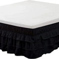 Axyaa Elastic Solid Bed Skirt Three Layers Wrap Around Easy On/Off Dust Ruffled