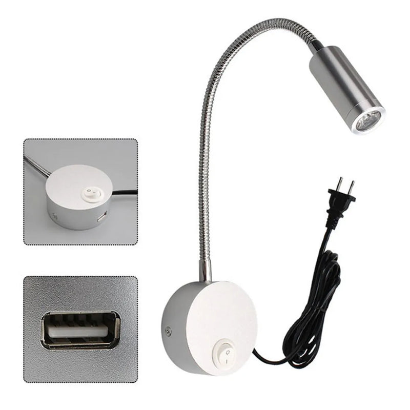 Axyaa Plug-in Wall Sconce with USB Charging Port and Switch