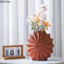 Axyaa Shell Ceramic Vase Orange Conch Hydroponics Floral Arrangement Desk Decoration