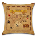 Axyaa Pirate Treasure Map Magnifier Print Throw Pillow Cover 45X45CM