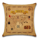 Axyaa Pirate Treasure Map Magnifier Print Throw Pillow Cover 45X45CM