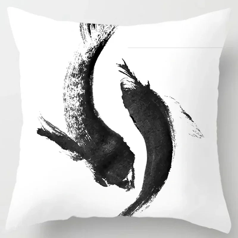 Axyaa Boho Style Ink Painting Pillow Sleeve for Home Decoration