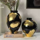 Axyaa Gold Foil Ceramic Vase for Flower Arrangement and Room Decor