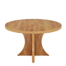 Axyaa 47.24" Round Farmhouse Dining Table for 4-6, Solid Wood with Pedestal Base