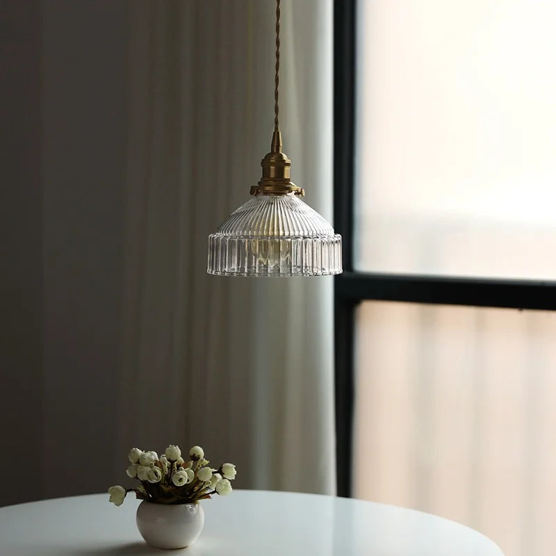 Axyaa Clear Glass Copper Iron LED Pendant Chandelier