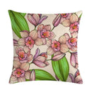 Axyaa Leaf Pattern Decorative Cushion Cover Pink Flower Linen Pillow Case